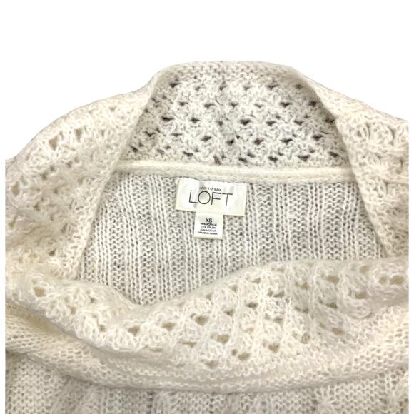 ANN TAYLOR LOFT Cream Cable Knit Boat Neck Sweater Size XS - Picture 6 of 6